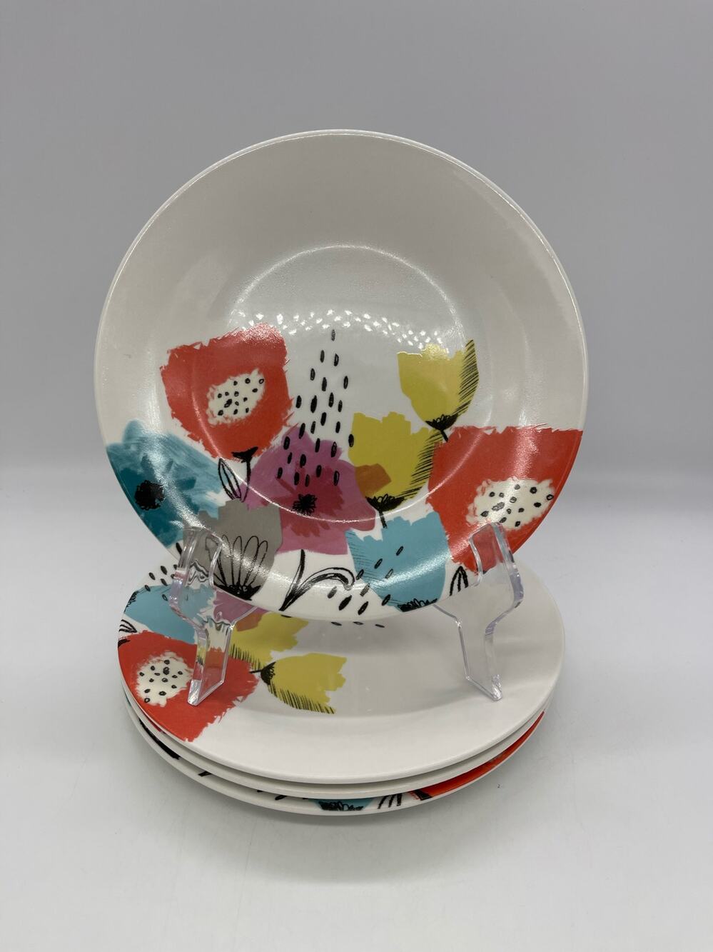 Orly Maison Watercolor Floral Set of 4 Salad Plates 7.5" Pastel Flowers New York